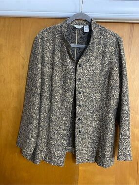 J. Jill Black and Beige Paisley Lightweight Shirt Jacket